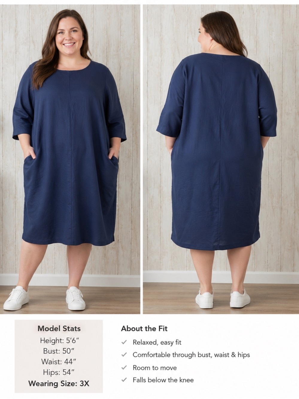 J.Jill Ponte Blue Plus Size Tunic Dress with Pockets 3X